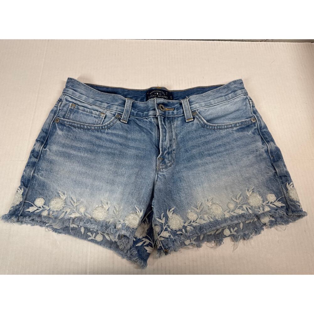 Lucky Brand The Cut Off Shorts Flowers‎ Embroidered Womens Size 26 / 2